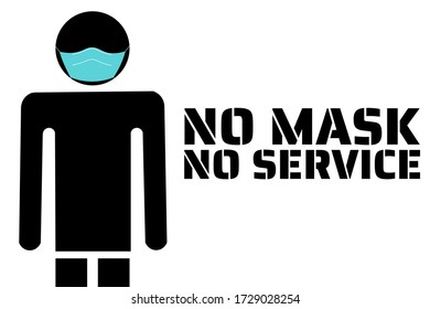 No face mask, no service. Novel Coronavirus COVID-19 or 2019-nCoV. Template for sign, background, banner, poster. Vector EPS10 illustration
