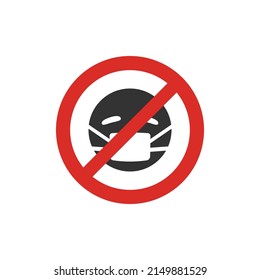 No face mask sign icon isolated on white background. Mask off symbol modern, simple, vector, icon for website design, mobile app, ui. Vector Illustration