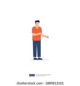 no hay personaje de hombre joven. hombres de negocios haciendo gestos. ilustración vectorial aislada de estilo Flat