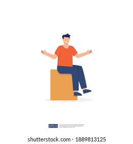 no face young man character. male business people standing gesturing. businessman Flat style isolated vector illustration