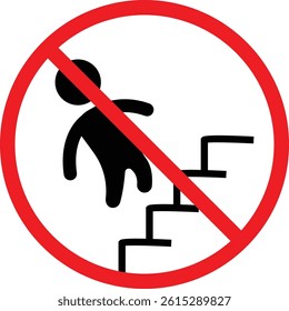 No Falling Down Stairs Warning Sign Icon Illustration
