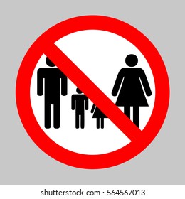 No Family icon set vector. Forbidden sign isolated on gray background.