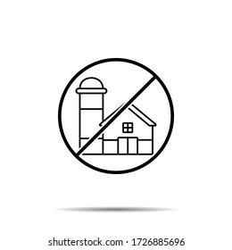 No farm icon. Simple thin line, outline vector of autumn ban, prohibition, embargo, interdict, forbiddance icons for ui and ux, website or mobile application