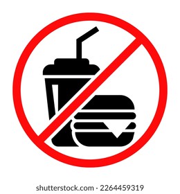 No fast food or No food allowed icon. Fastfood forbidden vector illustration.