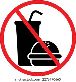 No Fast Food Allowed Prohibition Sign, Symbol, Icon