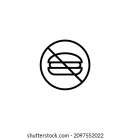 No fast food, fast food ban simple thin line icon vector illustration. For web and mobile UI UX