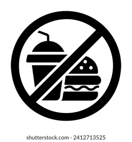 No fast food and drink vector solid icon. Graph symbol for fitness and weight loss web site and apps design, logo, app, UI