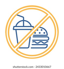 No hay comida rápida y bebida icono vector. Símbolo gráfico para el diseño del sitio web y las aplicaciones de la aptitud y de la pérdida de peso, logotipo, aplicación, UI