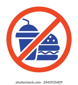 No fast food and drink vector solid icon. Graph symbol for fitness and weight loss web site and apps design, logo, app, UI