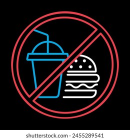No fast food and drink vector on black background icon. Graph symbol for fitness and weight loss web site and apps design, logo, app, UI