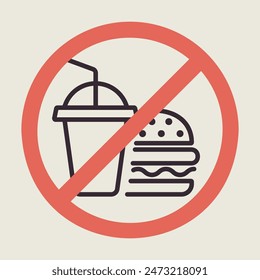 No fast food and drink vector icon. Graph symbol for fitness and weight loss web site and apps design, logo, app, UI