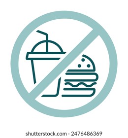 No hay comida rápida y bebida icono de Vector. Símbolo gráfico para el Sitio web de la aptitud y de la pérdida de peso y diseño de los App, logotipo, App, UI