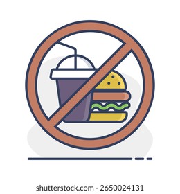 No hay ícono de Vector de comida rápida y bebida. Símbolo del gráfico para el Sitio web de la aptitud y de la pérdida de peso y diseño de los App, logotipo, App, UI