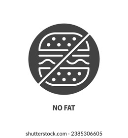 No fast food glyph icon. Ban unhealthy meal. Prohibition of fatty food. Burger vector symbol. 