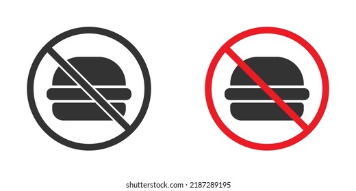 No fast food icon. Burger forbidden symbol.