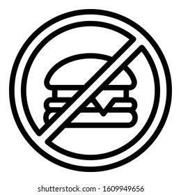 No fast food icon. Outline no fast food vector icon for web design isolated on white background