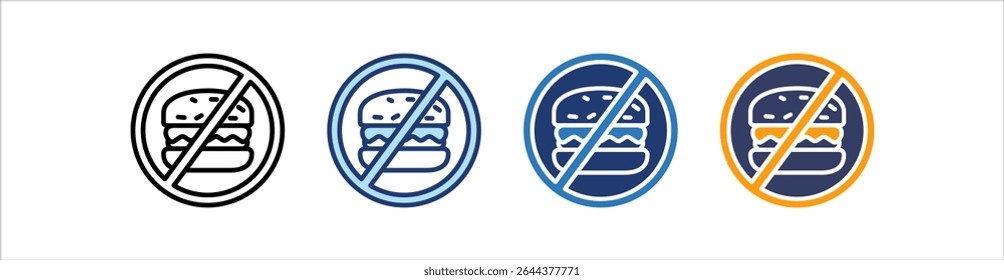 No Fast Food Icon Set Multiple Style Collection