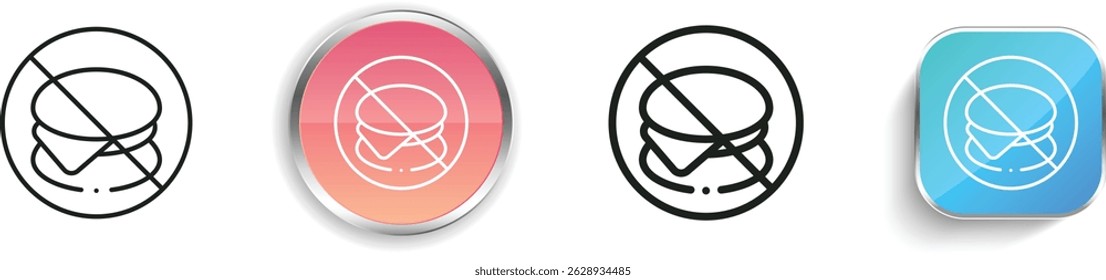 no fast food icon. Thin Linear, Regular and Button Style Design Isolated On White Background