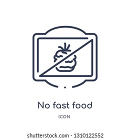 no fast food icon from traffic signs outline collection. Thin line no fast food icon isolated on white background.