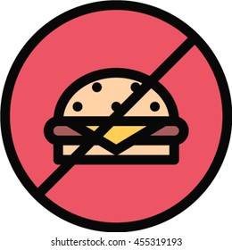 No Fast Food Outline Icon