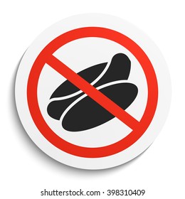 No Fast Food Prohibition Sign on White Round Plate. No Hot Dog forbidden symbol.  No Sausage Vector Illustration on white background