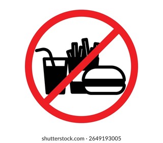 No fast food sign. no junk food sign. No fast food Sign Label Symbol. No Food Or Drink sign