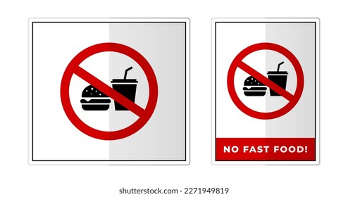 No fast food Sign Label Symbol Icon Vector Illustration