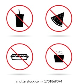 no fast food sign set illustration in red color