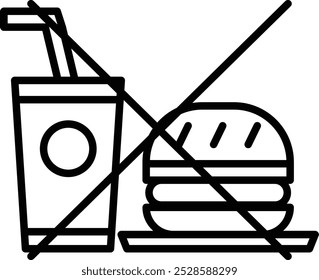 No Fast Food Vector Illustration Detailed Icon