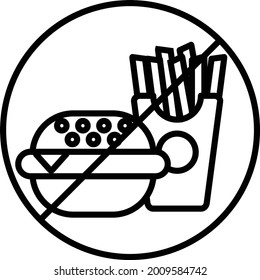No hay diseño de iconos de línea de vectores de comida rápida
