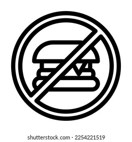 No hay diseño de iconos de línea de vectores de comida rápida