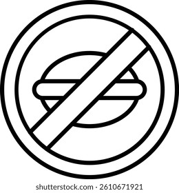 No Fast Food Vector Line Icon Design