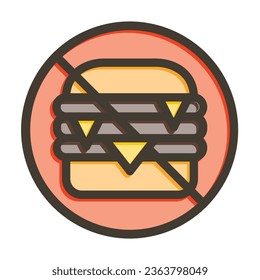 No Fast Food Vector Thick Line Filled Colors Icon For Personal And Commercial Use.
