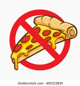 No Fastfood Sign cartoon vector, No Pizza Allowed sign