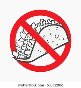 No Fastfood Sign cartoon vector, No Taco Allowed sign