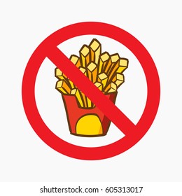 No Fastfood Sign cartoon vector, No French fries Allowed sign