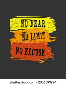 No Fear No Limits No Excuses - Sport Motivational Gym Fitness Workout t-shirt
