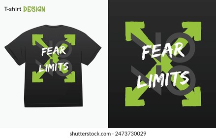 "No Fear No Limits" Urban Typography Street wear T-shirt mock up vector. Eps 10 vector