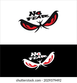 No Fear quotes vector design illustration. No fear logo concept. Tattoo logo black and red