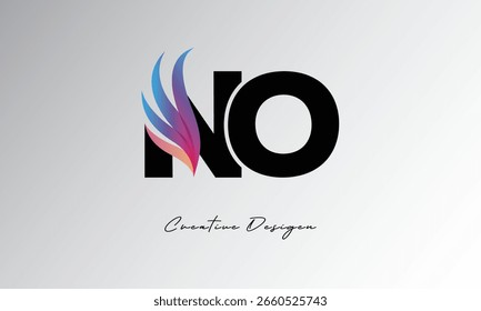 NO Feather Gradient Logo – Monograma de ala elegante para marca moderna y diseño de identidad visual