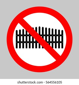 No Fence sign illustration. Forbidden sign isolated on gray background.