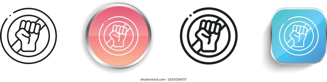 no fight icon. Thin Linear, Regular and Button Style Design Isolated On White Background