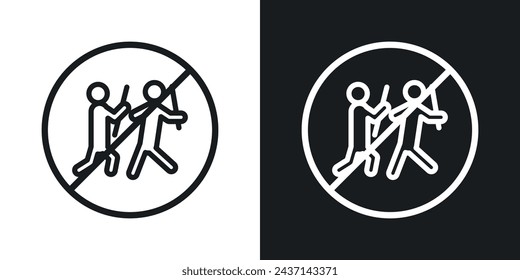 No Fight Sign Icon Designed in a Line Style on White background.