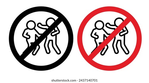 No Fight Sign Icon Set. Vector Illustration