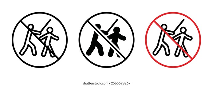 No fight sign vector in black and red colors