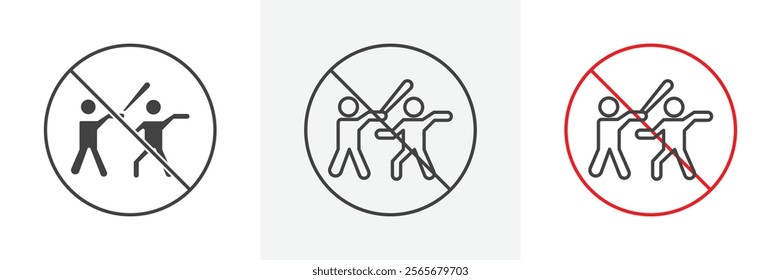 No fight sign vector in black and colored versions