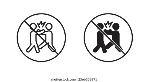 No fight sign vector in line stroke and flat versions