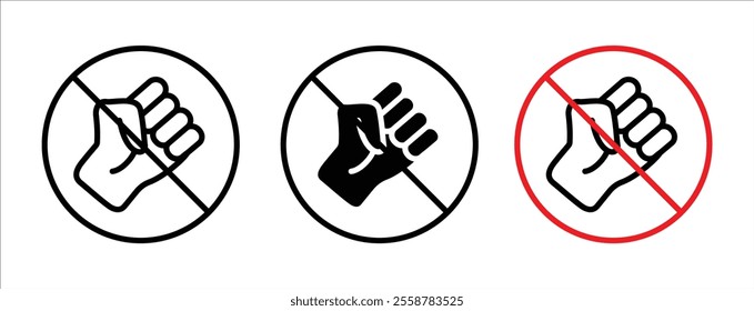 No fight sign vector set