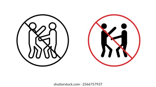 No fight signs in black outline, solid and colored style