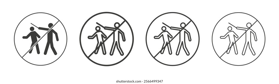 No fight signs flat and linear vector illustration on white background.